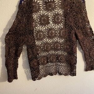 Joseph A Brown Crochet Cardigan